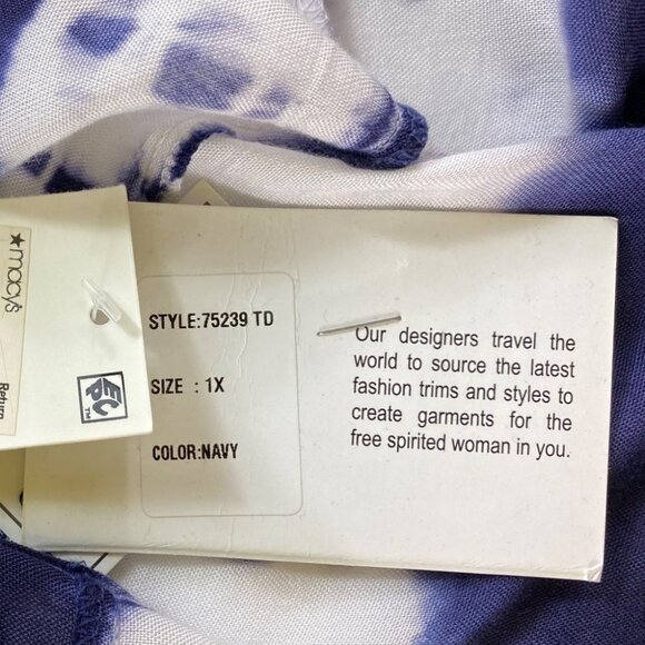 Tie-Dye Handkerchief Hem Spaghetti Strap Dress 1X By‎ Raviya Navy/White Hippie - Picture 6 of 6